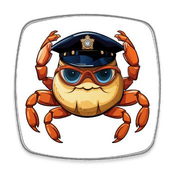 Policier crabe - Magnet carré - blanc - Devant
