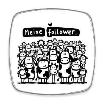 meine follower, Kühe - Viereckiger Kühlschrankmagnet - Weiß - Vorne