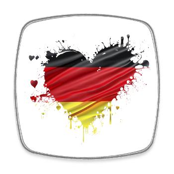 Deutschland Flagge Fahne Herz schwarz rot gold - Viereckiger Kühlschrankmagnet - Weiß - Vorne