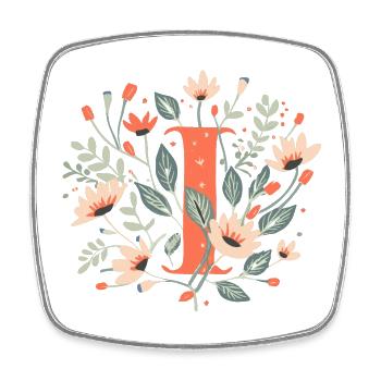 I typography floral - Viereckiger Kühlschrankmagnet - Weiß - Vorne
