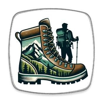 Hiking boots Mountain Trekkeur Randonneur - Square fridge magnet - white - Front