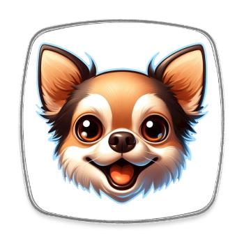 Chihuahua Dog Head Comic Cartoon - Square fridge magnet - white - Front