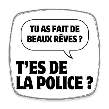 pas du matin, grincheux le matin, police - Magnet carré - blanc - Devant