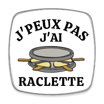raclette, fromage fondu, raclette party - Magnet carré - blanc - Devant