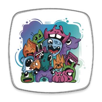 Monstre fantasy doodle art dessin personnages - Magnet carré - blanc - Devant
