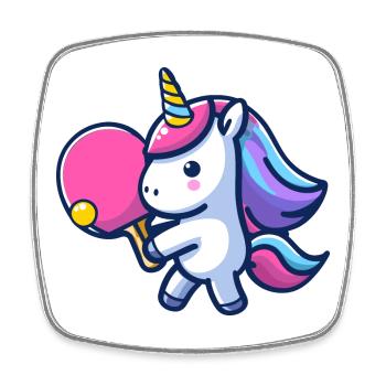 Unicorn Unicorn with Table Tennis Racket for - Square fridge magnet - white - Front