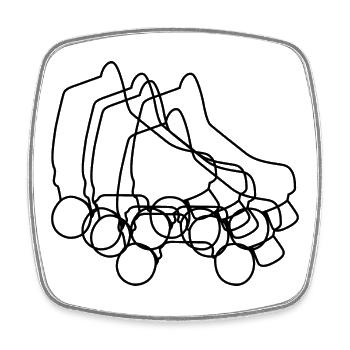 Roller Skates Sketch - Square fridge magnet - white - Front