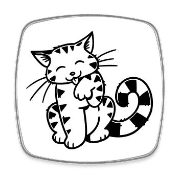 Cartoon Kitten - Square fridge magnet - white - Front