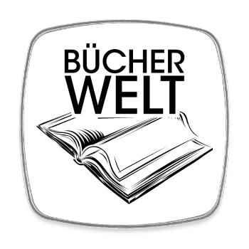Bücherwelt Symbol Logo icon Lesen Leser Buch Welt - Viereckiger Kühlschrankmagnet - Weiß - Vorne