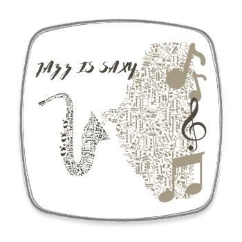 Conception de saxophone musical en notes - Magnet carré - blanc - Devant