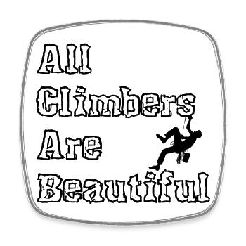All Climbers Are Beautiful Male Black - Square fridge magnet - white - Front