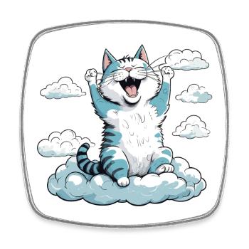Chat qui se réveille, humour de chat ! - Magnet carré - blanc - Devant