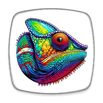 Chameleon - Square fridge magnet - white - Front