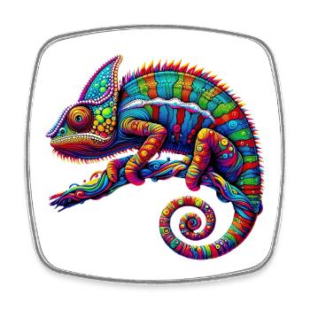 Chameleon - Square fridge magnet - white - Front