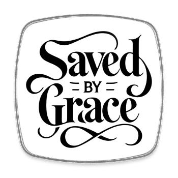 Saved by Grace Schriftzug Design - Viereckiger Kühlschrankmagnet - Weiß - Vorne