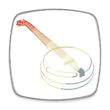 Dessin de Banjo Vintage - Magnet carré - blanc - Devant