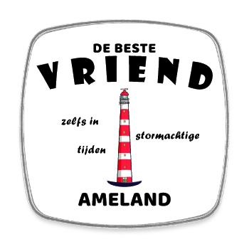 Ameland, beste Freund, Freundin auf niederländisch - Viereckiger Kühlschrankmagnet - Weiß - Vorne