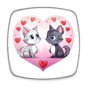 Two cute Love Cats zwei süße Katzen im Herz Katze - Viereckiger Kühlschrankmagnet - Weiß - Vorne