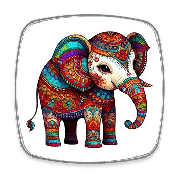 Elefant - Viereckiger Kühlschrankmagnet - Weiß - Vorne