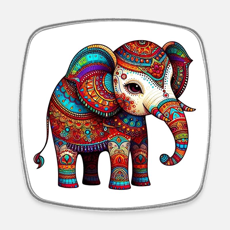 Éléphant - Magnet carré - blanc