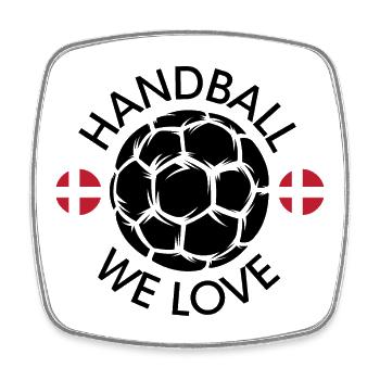 We Love Handball Danemark Championnat d’Europe Symbole du joueur du monde de handball - Magnet carré - blanc - Devant