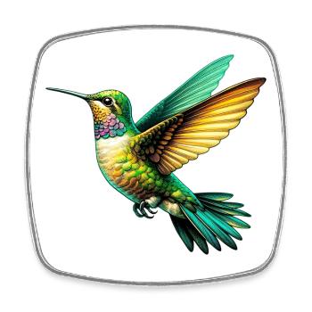 Kolibri - Viereckiger Kühlschrankmagnet - Weiß - Vorne