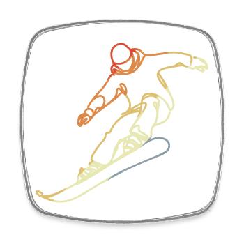 Snowboarder Skizze - Viereckiger Kühlschrankmagnet - Weiß - Vorne