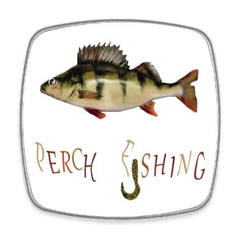 Barsch Angler - Viereckiger Kühlschrankmagnet - Weiß - Vorne