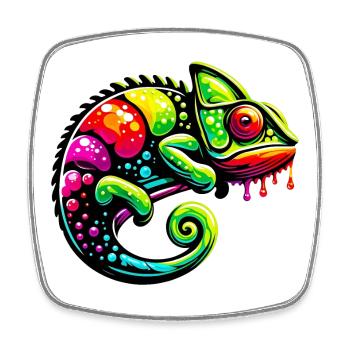 Chameleon - Square fridge magnet - white - Front