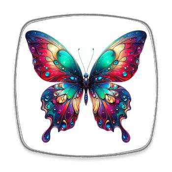 Papillon - Magnet carré - blanc - Devant