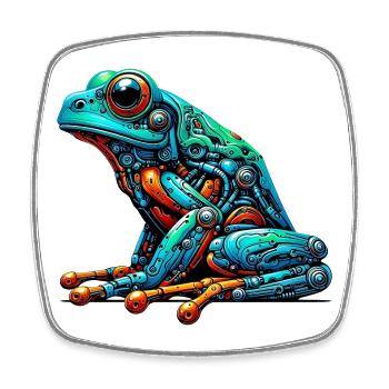 Roboter-Frosch - Viereckiger Kühlschrankmagnet - Weiß - Vorne