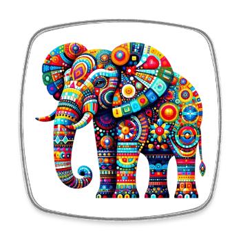Elefant - Viereckiger Kühlschrankmagnet - Weiß - Vorne