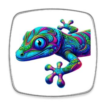 Gecko - Viereckiger Kühlschrankmagnet - Weiß - Vorne