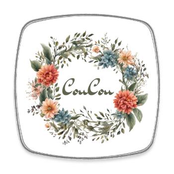 CouCou Flower - Floral Wreath - Flowers - Wreath - Square fridge magnet - white - Front