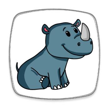 Rhino Nashorn - Square fridge magnet - white - Front