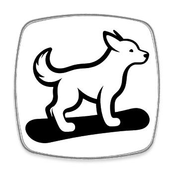 Hund Snowboard Snowboarder Minimalistisches Design - Viereckiger Kühlschrankmagnet - Weiß - Vorne