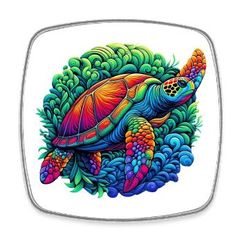 Turtle - Square fridge magnet - white - Front