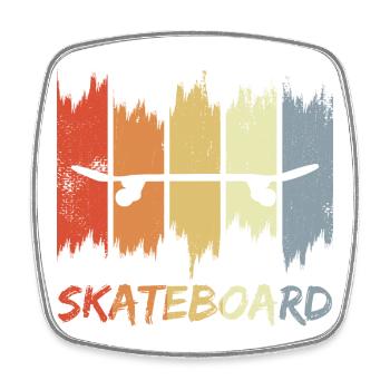 Skateboard Look rétro - Magnet carré - blanc - Devant