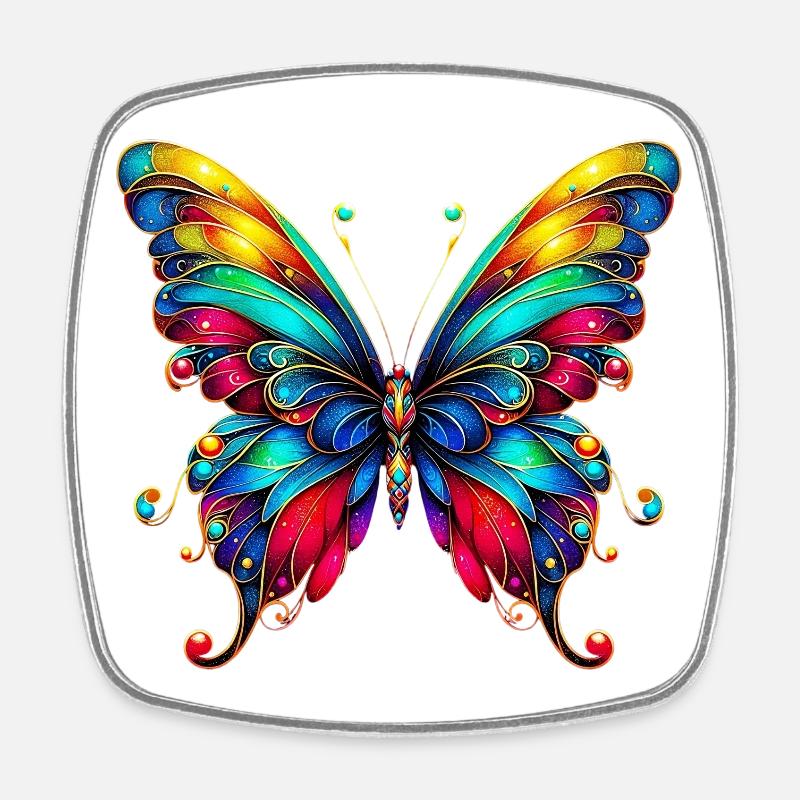 Schmetterling - Viereckiger Kühlschrankmagnet - Weiß