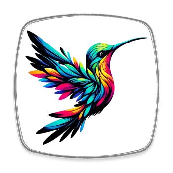Colibri - Magnet carré - blanc - Devant