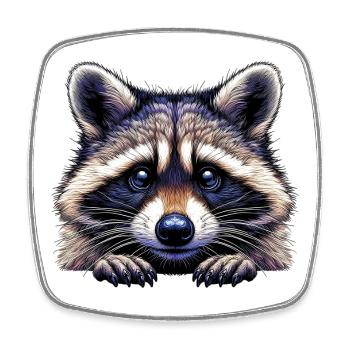Waschbär - Viereckiger Kühlschrankmagnet - Weiß - Vorne