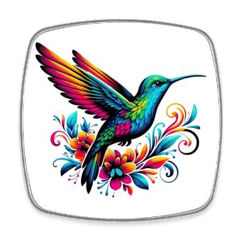Kolibri - Viereckiger Kühlschrankmagnet - Weiß - Vorne