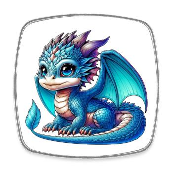 Drache - Viereckiger Kühlschrankmagnet - Weiß - Vorne