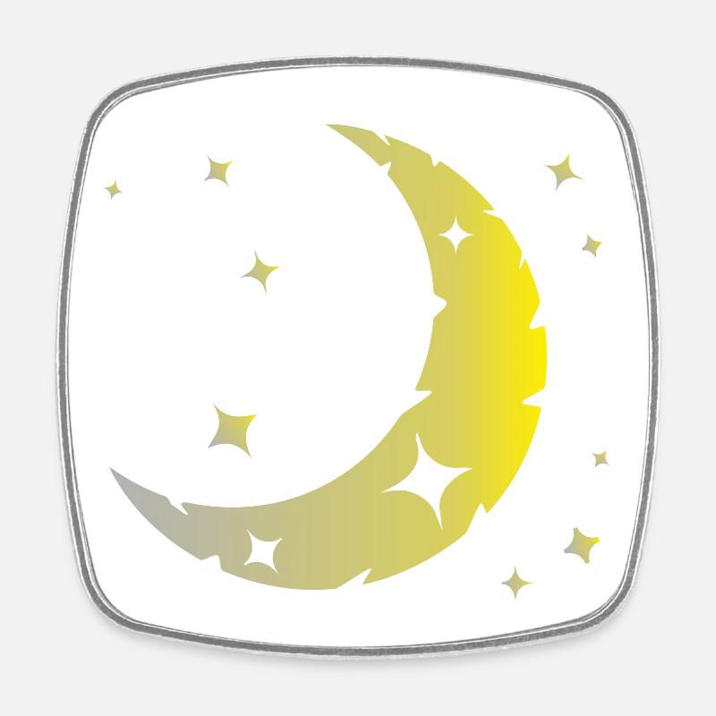 Moon and stars - Square fridge magnet - white