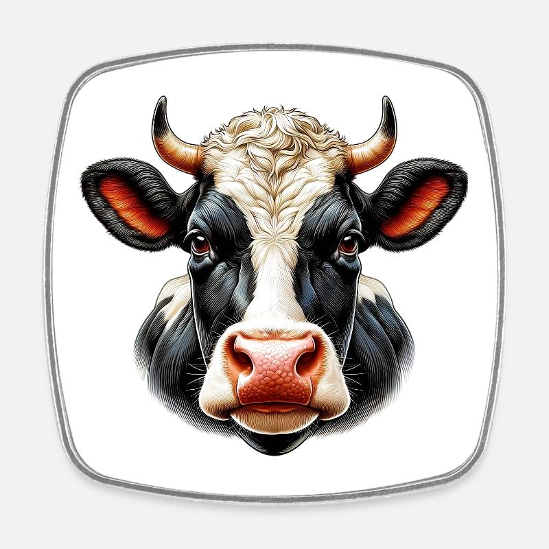 Vache - Magnet carré - blanc