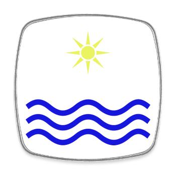 MYKONOS-GREECE Sun Water - Square fridge magnet - white - Front