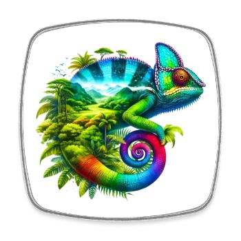 Chameleon - Square fridge magnet - white - Front