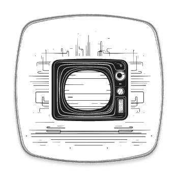 Dessin TV rétro - Magnet carré - blanc - Devant