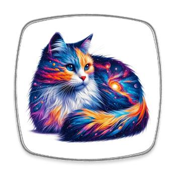 Katze - Viereckiger Kühlschrankmagnet - Weiß - Vorne