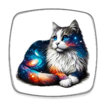 Chat - Magnet carré - blanc - Devant